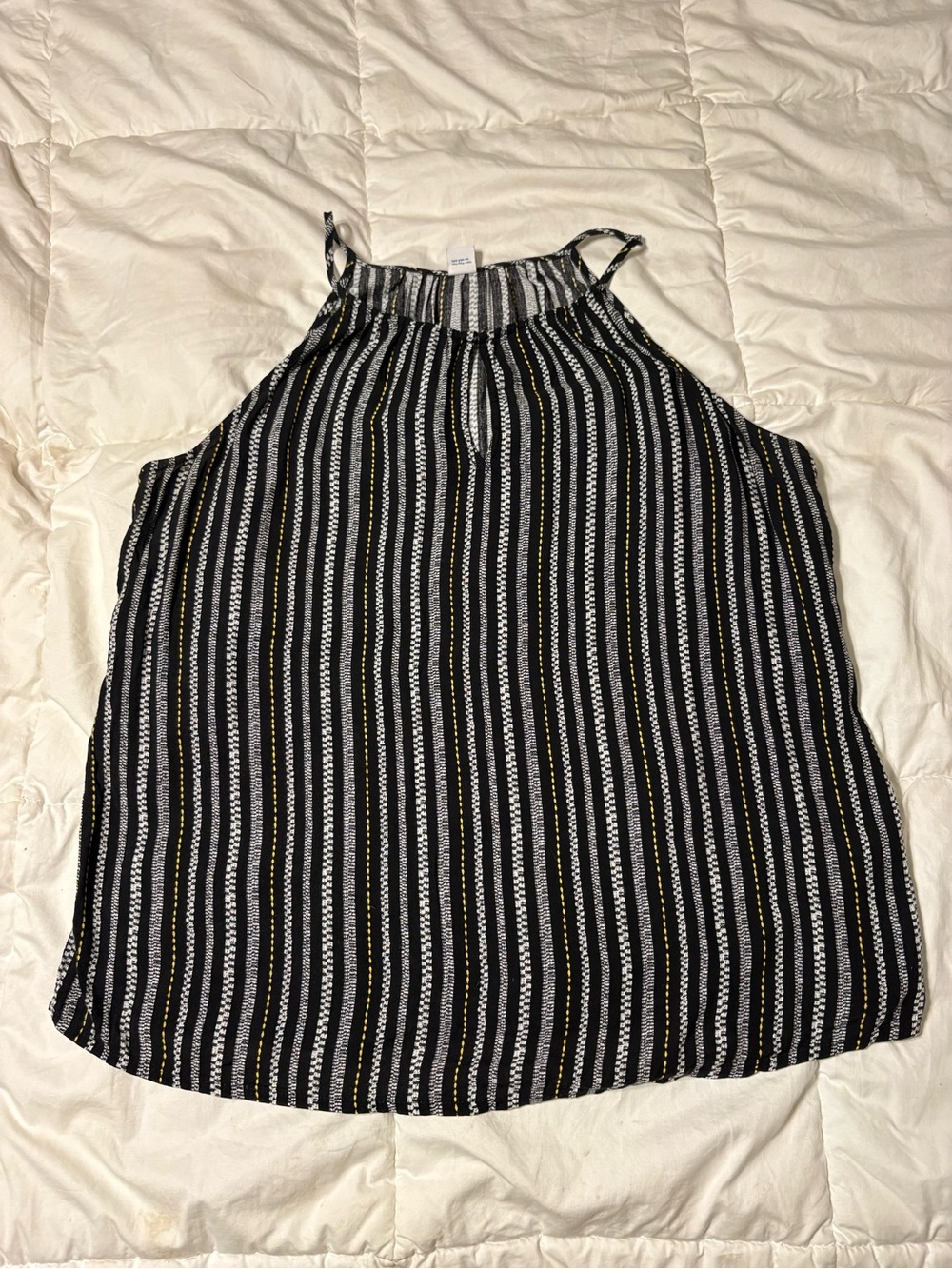 Old Navy Striped High-Neck Sleeveless Tank Top - Black/White/Yellow size medium